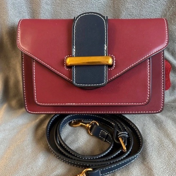 Maroon and Navy Cross body genuine leather - Picture 1 of 8